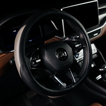 Оплетка на руль каркасная Кожа микрофибра Lord Autofashion (8580 Чёрный/Серый M)