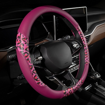 Оплетка на руль каркасная Кожа полиуретан Lord Autofashion (8683 Леопард розовый М)