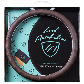 Оплетка на руль каркасная Кожа микрофибра Lord Autofashion (8571 Коричневый M)