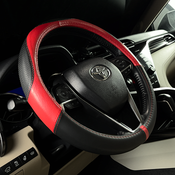 Оплетка на руль каркас силикон Кожа Lord Autofashion 37,5-38см (7916 black+red)