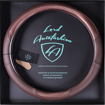 Оплетка на руль каркасная Кожа микрофибра ВС Lord Autofashion (8919 Коричневый М)