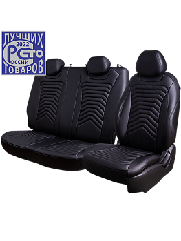 Чехлы на сиденья Lord AutoFashion для автомобиля Mercedes-Benz Sprinter -3, 02.2018-03.2022,  W907/10, Фургон 1+2места БАЙРОН ст ПРЕЗИДЕНТ "Орегон" Чёр / Чёр / чёр / чёр
