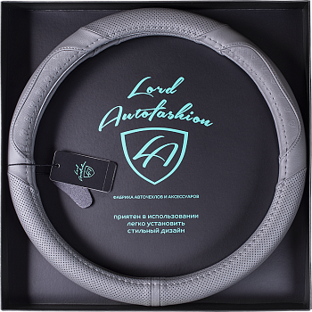 Оплетка на руль каркасная Кожа микрофибра ВС Lord Autofashion (8661 Серый М)