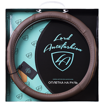 Оплетка на руль каркасная Кожа микрофибра Lord Autofashion (8723 Коричневый M)