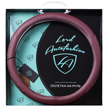 Оплетка на руль каркасная Кожа микрофибра Lord Autofashion (9366 Бордовый M)