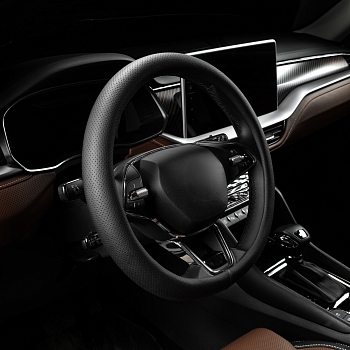 Оплетка на руль каркасная Кожа полиуретан Lord Autofashion (8315 Чёрный М) БЕЗ КОРОБКИ