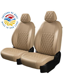 Чехлы на сиденья Lord AutoFashion для автомобиля Lada Largus -1 FL, с 05.2024, Рест., 2 места, Фургон/ Универсал  ТУРИН ст РОМБ "Илана+Орегон" Беж / Беж / Беж / Беж