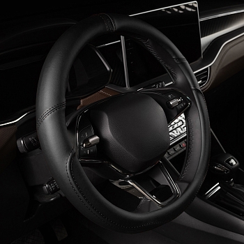 Оплетка на руль каркасная Кожа микрофибра ВС Lord Autofashion (7683 Чёрный М)