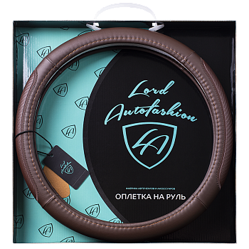Оплетка на руль каркасная Кожа микрофибра Lord Autofashion (9329 Коричневый M)