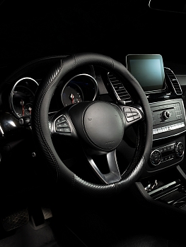 Оплетка на руль каркасная Кожа микрофибра ВС Lord Autofashion (7599 Чёрный/Серый М)