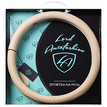 Оплетка на руль каркасная Кожа микрофибра Lord Autofashion (9356 Бежевый M)