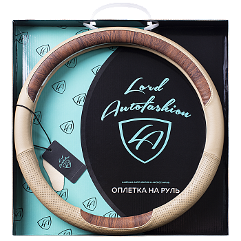 Оплетка на руль каркасная Кожа микрофибра Lord Autofashion (7779 Бежевый M)