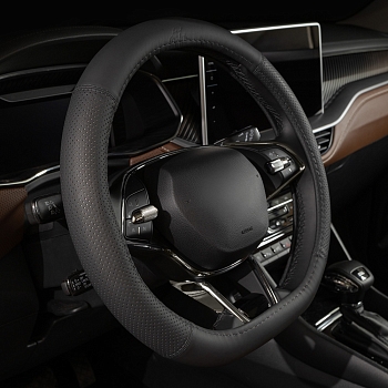 Оплетка на руль каркасная Кожа Lord Autofashion (3806 Чёрный D-форма M)