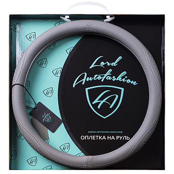 Оплетка на руль каркасная Кожа микрофибра Lord Autofashion (9368 Серый M)