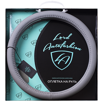 Оплетка на руль каркасная Кожа микрофибра Lord Autofashion (9257 Серый M)