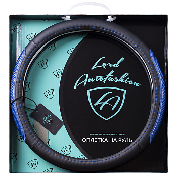 Оплетка на руль каркасная Кожа микрофибра Lord Autofashion (9329 Чёрный/Синий M)