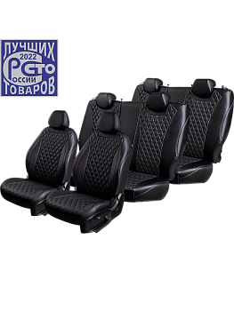 Чехлы на сиденья Lord AutoFashion для автомобиля Volkswagen Caravelle -6, 08.15-12.19, к.Comfortline, 8 м., (1+1, 1+2, 3 м.) БАЙРОН ст БАЙРОН "Орегон" Чёр / Чёр / чёр