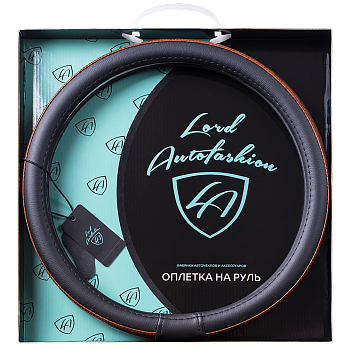 Оплетка на руль каркасная Кожа микрофибра Lord Autofashion (7817 Чёрный M)