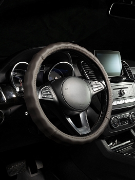 Оплетка на руль каркасная Кожа Lord Autofashion (3801 Коричневый M)
