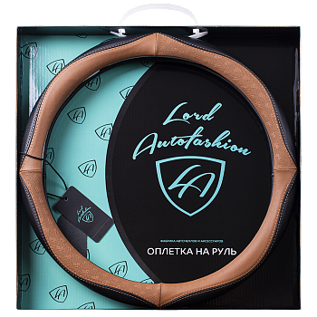 Оплетка на руль каркасная Кожа микрофибра Lord Autofashion (8672, 8673 Чёрный/Абрикосовый M)