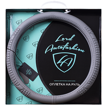 Оплетка на руль каркасная Кожа микрофибра Lord Autofashion (9260 Серый M)