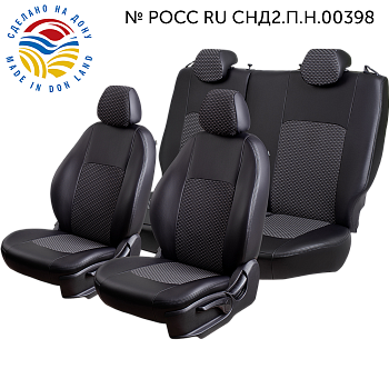 Чехлы на сиденья Lord AutoFashion для автомобиля Hyundai Creta -1, 06.2015-09.2021, РЗС60/40, 2Г Турин Экокожа Жаккард Чёрный / Люкс-94