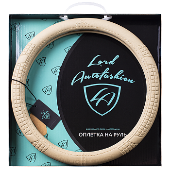 Оплетка на руль каркасная Кожа микрофибра Lord Autofashion (9260 Бежевый M)