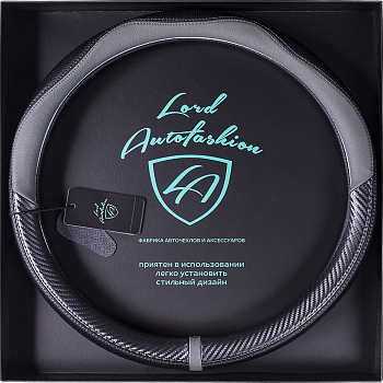 Оплетка на руль каркасная Кожа микрофибра ВС Lord Autofashion (7686 Чёрный/Серый М)