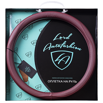 Оплетка на руль каркасная Кожа микрофибра Lord Autofashion (9333 Бордовый M)
