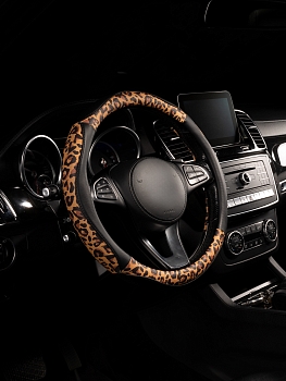 Оплетка на руль каркасная Кожа полиуретан Lord Autofashion (8684 Леопард бежевый М)