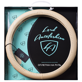 Оплетка на руль каркасная Кожа микрофибра Lord Autofashion (9367 Бежевый M)