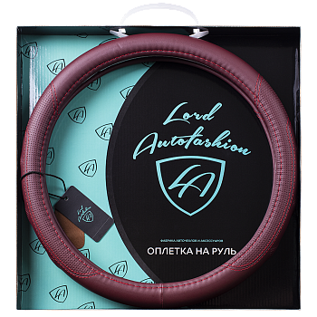 Оплетка на руль каркасная Кожа микрофибра Lord Autofashion (9367 Бордовый M)