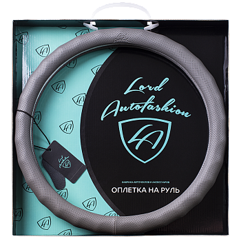Оплетка на руль каркасная Кожа микрофибра Lord Autofashion (8571 Серый M)