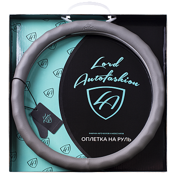 Оплетка на руль каркасная Кожа микрофибра Lord Autofashion (8581 Серый M)