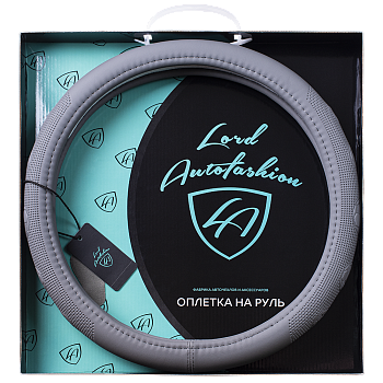 Оплетка на руль каркасная Кожа микрофибра Lord Autofashion (9251 Серый M)