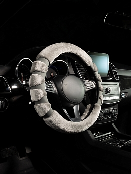 Оплетка на руль каркасная Кожа ПВХ Lord Autofashion (7827В Серый M)