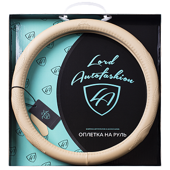 Оплетка на руль каркасная Кожа микрофибра Lord Autofashion (9370 Бежевый M)