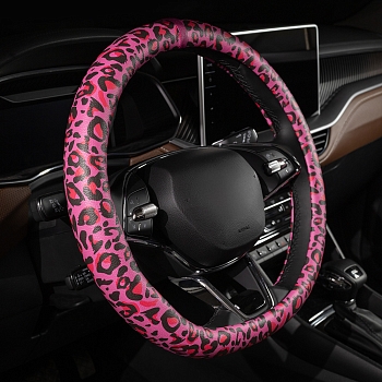 Оплетка на руль каркасная Кожа полиуретан Lord Autofashion (8682 Леопард розовый М)